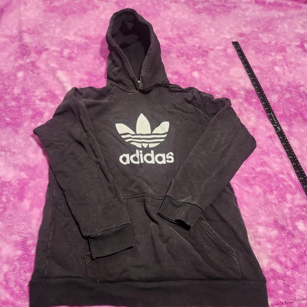Adidas Originals Mens Trefoil Logo Hoodie Black‎ Pullover Sweatshirt Large L